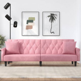 Canapea extensibila cu cotiere, roz, catifea GartenMobel Dekor, vidaXL