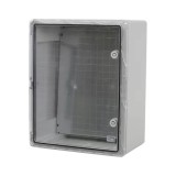 Cutie distributie IP65 din ABS gri, usa transparenta, placa metalica, 400x500x240 mm PP3017