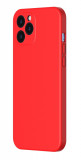 Husa iPhone 12 Pro Max din silicon, silk touch, interior din catifea cu decupaje pentru camere, Rosu
