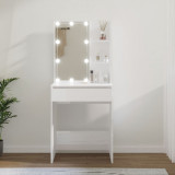 Masa de toaleta cu LED, alb extralucios, 60x40x140 cm GartenMobel Dekor, vidaXL