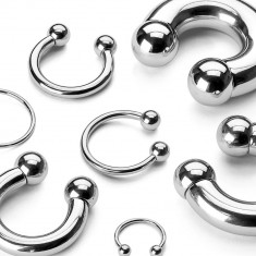 Piercing din oțel 316L - potcoavă simplă cu două bile, lățime 1,6 mm - Grosime x diametru x dimensiune bilă: 1,6 x 11 x 5 mm