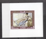 Ajman 1969 French woman paintings Renoir imperf sheet MNH DA.122, Nestampilat