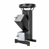 Soba tip racheta 150x150x4 mm, otel, 10 kW, negru