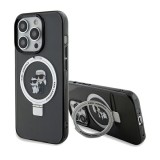 Husa iPhone 14 Pro Max Karl Lagerfeld Hardcase Ring Stand MagSafe, Karl&amp;Choupette, negru, KLHMP14XHMRSKCK