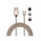Cablu de incarcare magnetic, 3 in 1, micro USB, Lightning, Type-C, Gonga Negru