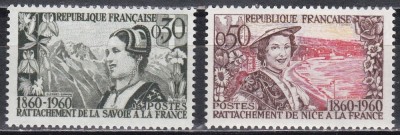 Franta 1960 - 100 de ani de la atașarea Savoiei și Nisei la Franța, MNH foto
