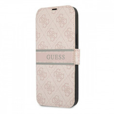 Husa de protectie telefon Guess pentru Apple iPhone 13 Pro, 4G Printed Stripe Book Cover, Roz