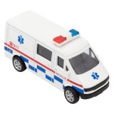 Jucărie Auto Ambulanță, Albastru și Roșu, Metal, Scară 1:43, Mișcare &Icirc;n Spate, Pentru Băieți, Oem