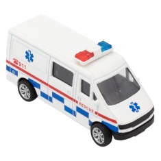 Jucărie Auto Ambulanță, Albastru și Roșu, Metal, Scară 1:43, Mișcare &Icirc;n Spate, Pentru Băieți