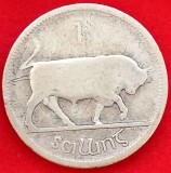 (A759) MONEDA DIN ARGINT IRLANDA - 1 SCILLING 1928, TAURUL, Europa