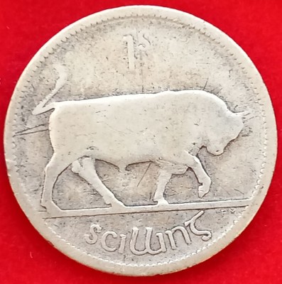 (A759) MONEDA DIN ARGINT IRLANDA - 1 SCILLING 1928, TAURUL foto