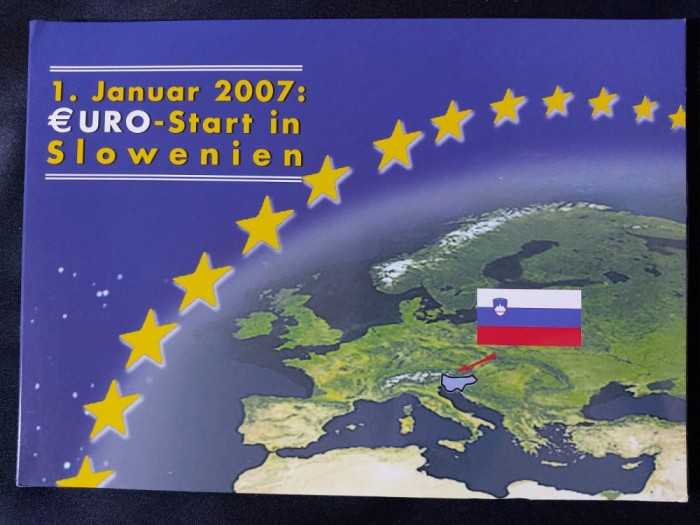 Set complet - Slovenia &icirc;n tolar și Euro serie 2007 de la 1 cent la 2 euro