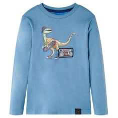 Tricou de copii cu m&acirc;neci lungi albastru mediu 116