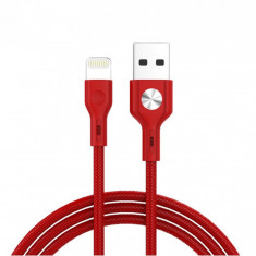 Cablu USB iPhone Lightning CD Leather Golf GC-60i Rosu