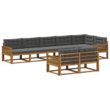 vidaXL Set de canapele de exterior cu pernă 8 pcs Natural și Antracit 3382670