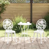 Set scaune de grădină, 3 buc., alb, aluminiu turnat