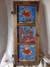 Sf Gheorghe - triptic de icoane pe sticla Transilvania