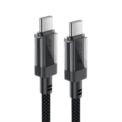 Cablu de date Type-C to Type-C, 60W, High-Speed Charging, 1.2m - Acefast (C12-03) - Black foto