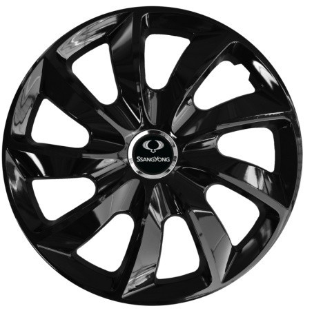 Set 4 Capace Roti 17 inch, Stig Negru Lucios Compatibil Cu SsangYong