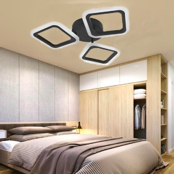 Lustra LED PULSARIS 32W, 3 Patrate, lumina Rece/Calda/Neutra, Negru ModernLight Concept