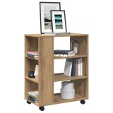 vidaXL Dulap cu roți, stejar artizanal, 60x35x75 cm, lemn prelucrat