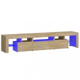 Cumpara ieftin Comoda TV cu lumini LED, stejar sonoma, 200x36,5x40 cm