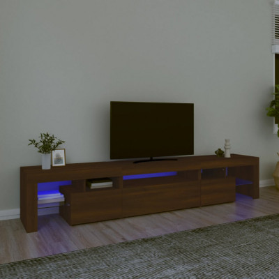 vidaXL Comodă TV cu lumini LED, stejar maro, 215x36,5x40 cm foto