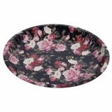 Farfurie metalica tip tava Pufo Colorful Roses pentru servire desert, prajituri, aperitive, 25 cm
