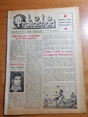 Loto pronosport 13 martie 1962-pronostic ion voinescu,interviu angelo niculescu foto