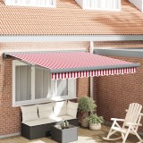 vidaXL Marchiză Retractabilă Automată cu Dungi Roșii și Albe 300x250 cm