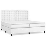 Cumpara ieftin Pat box spring cu saltea, alb, 200x200 cm, piele ecologica