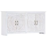 Servantă realizată manual, alb, 140x30x70 cm, lemn masiv acacia