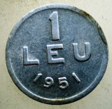 1.848 ROMANIA RPR 1 LEU 1951, Aluminiu