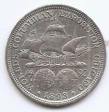 Statele Unite (SUA) 50 cents 1893 (comemorativa: Columbian Exposition - Cristofor Columb) Argint 12,5g/900 KM-117 (3), America de Nord
