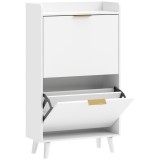 HOMCOM Dulap pentru pantofi 12 perechi, dulap &icirc;ngust cu 2 sertare rabatabile, etajere reglabile, alb | Aosom Romania