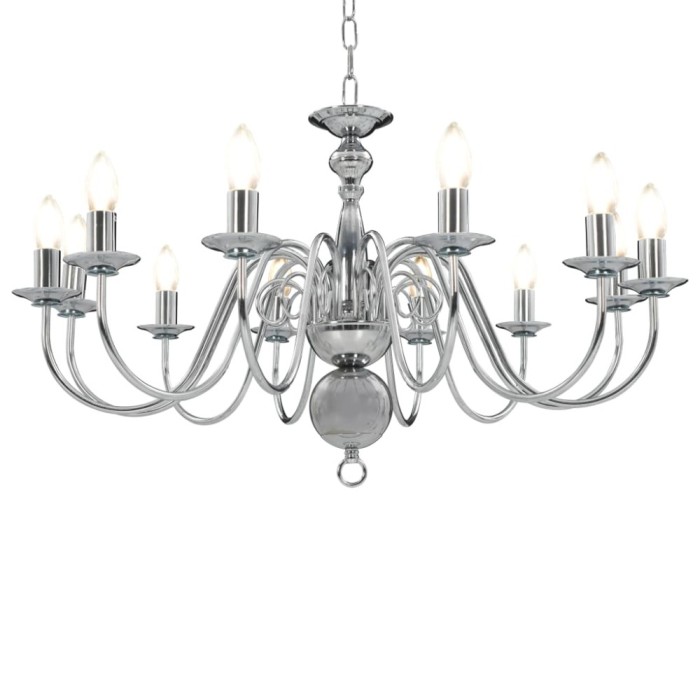 vidaXL Candelabru, argintiu, 12 becuri x E14