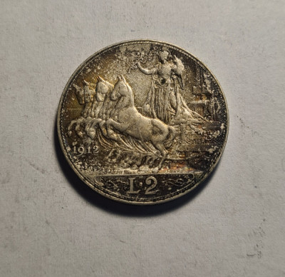 Italia 2 Lire 1912 Aunc foto