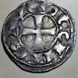 Franța La Marche 1 denar/ denier (1199-49) argint Hugh IX-X