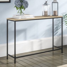 Masa, en.casa, PXXM-0075 Kronoby, 80 x 100 x 30 cm, metal, mdf, efect stejar, negru HausGarden Leisure foto