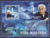 Sao Tome si Principe 2007 - Jacques Cousteau - Viața marină, Colita, Cota 10 EURO, RARA, MNH