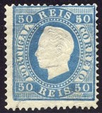 Portugal 1879 Definitives, King Luis I, 50r, blue, MLH B.017