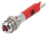 Lampă LED roșie plată 24VDC &Oslash;6mm cu conectori metalici CML 19000350
