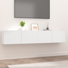 vidaXL Comode TV, 2 buc., alb, 80x30x30 cm, lemn compozit