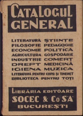 693SPN Catalogul cărților 1939 Librăria editoare Socec et Co SA București foto