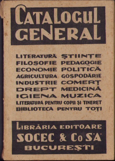 693SPN Catalogul cărților 1939 Librăria editoare Socec et Co SA București