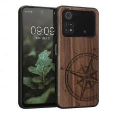 Husa kwmobile pentru Xiaomi Poco M4 Pro, Lemn, Maro/Negru, 59498.01