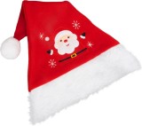 Caciula de Craciun rosie MagicHome cu model Mos Craciun, 32 x 45 cm