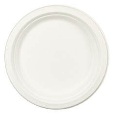 Farfurii Compostabile, 23cm, Set 10 Bucăți, Material Trestie de Zahăr, Alb