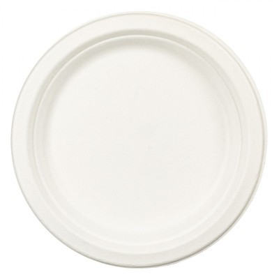 Farfurii Compostabile, 23cm, Set 10 Bucăți, Material Trestie de Zahăr, Alb foto