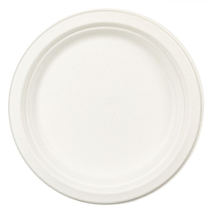 Farfurii Compostabile, 23cm, Set 10 Bucăți, Material Trestie de Zahăr, Alb